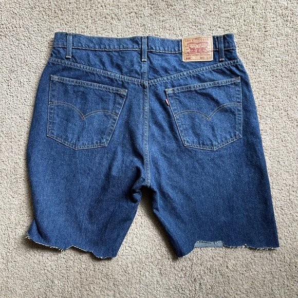 Levi 505 Shorts Mens 38x9 Vintage Blue Medium Wash Denim Cut Off - Picture 2 of 12